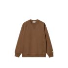 FELPA GIROCOLLO CARHARTT WIP CHASE SWEAT CHOCOLATE GOLD