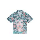 CAMICIA MANICHE CORTE DOLLY NOIRE MEDUSA BOWLING SHIRT ACQUAMARINE